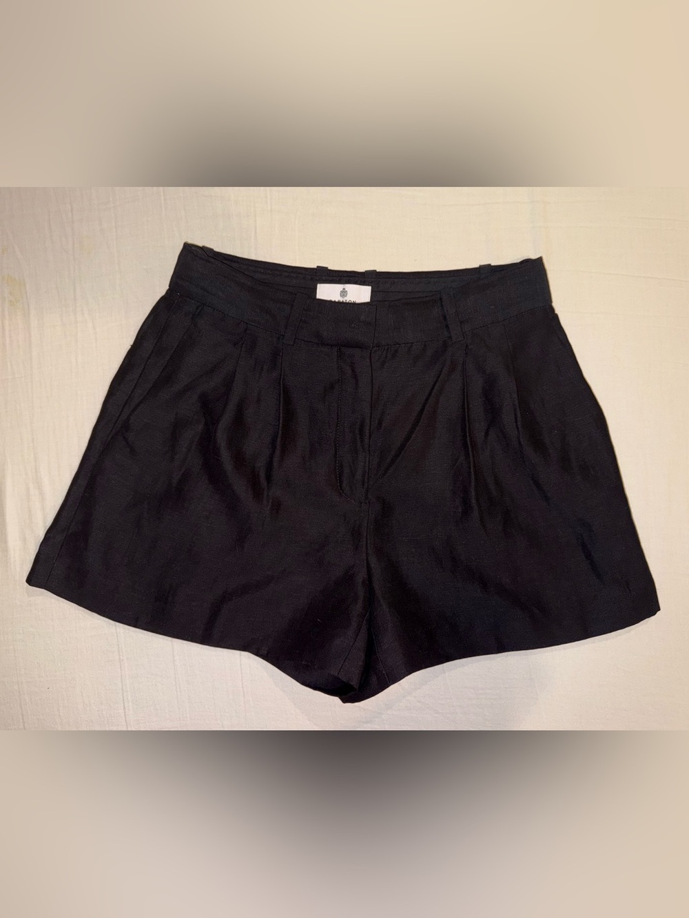 Babaton Black High-Waist Pleated Shorts